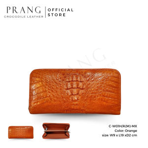 Prang Crocodile Leather Long Medium Zipped Wallet กระเป๋าสตางค์ ซิปเดี่ยว หนังจระเข้​ ส่วนหัวกระดูก C-W01H/K(M)-MX