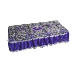 Taplak Alas Meja Tamu Motif List Bunga Warna Ungu