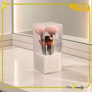 ONE-K18 Kotak Penyimpanan Brush Make Up Acrylic + Mutiara / Kotak Brush Penyimpanan Kuas Kosmetik Akrilik Organizer