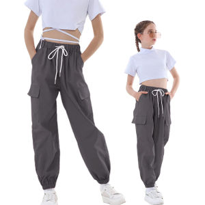 Rolanko Pants for Kids Loose Jogger Cargo Trousers  Street Hip Hop Dance Costume Sports Wear Children Casual Clothing Bottoms 6-16 Years