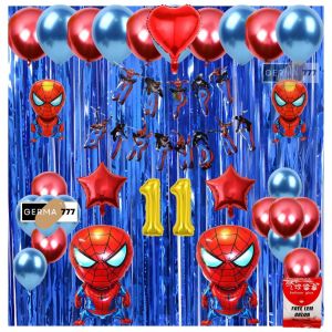 Paket Set Pesta Ulang Tahun Anak Banner Happy Birthday Balon Merah Biru Muda Kuromi Simple