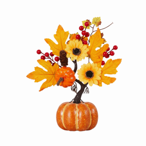 YOUSHI TOP Simulated Flowers Realistic Fall Pumpkin Decor Handmade DIY Artificial Pumpkin Bouquet Rustic Decorative Halloween Table Decor Home Decoration