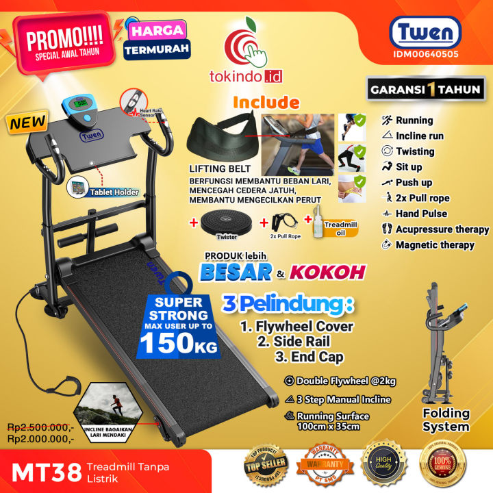 TWEN MT31 MT38 Treadmill Manual Multifungsi Treadmill Manual Tanpa