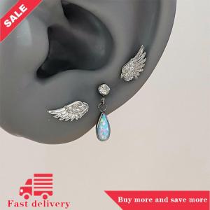 [COD] Vintage Couples Creative Angel Wings Stud Earrings Women Punk Studs Birthday Jewelry Gift