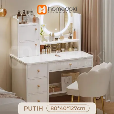 Homedoki Meja Rias Aesthetic/Meja Rias Led/Meja Rias Lampu/Meja Rias Minimalis/Meja Rias Sliding/Meja Make up