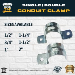 1/2" - 1-1/2" CONDUIT CLAMP GALVANIZED (GI) SINGLE/DOUBLE 1HOLE 2HOLE 5PCS PER ORDER | Sold per pack