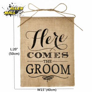 HERE COMES THE BRIDE or GROOM  Vintage Burlap Bunting Banners for Wedding Party Backdrop Decoration1pcs Flag