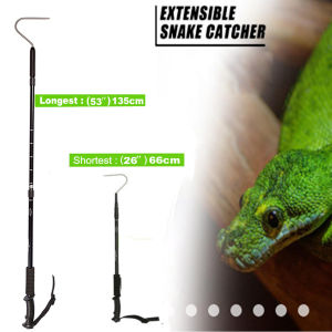 Snake Hook Reptile Grabber Rattle Snake CatcherStainless Steel And Aluminium Alloy Handing Tool3-Section Extandable 26 -53 66cm-135cm