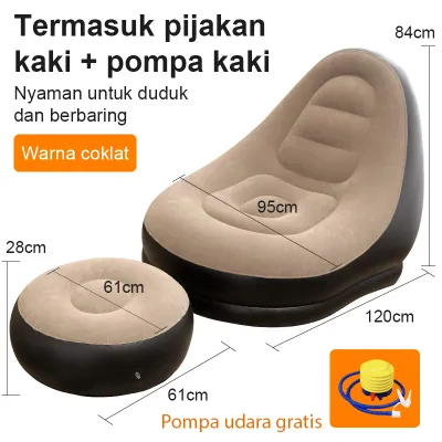 NLS [PROMO] sofa angin santai free pompa kursi santai dengan sandaran kaki