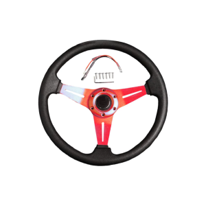 Sport Steering Wheel With Anti Slip PU Outer Universal Fit For Strengthened Control And Ergonomic Driving