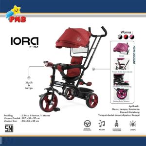 Sepeda Anak Roda Tiga Tricycle PMB IORA T10 Stroller T 10 Canopy Lampu Musik T-10