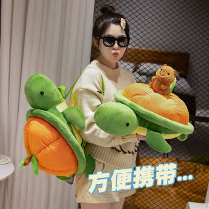 JOJO CASTLE Creative Capybara And Turtle Combination Plush Toys Backpack Doll 35/45/55cm Super Funny Tortoise Throw Pillows Plush Toy Pillow Gift For Boys And Girls