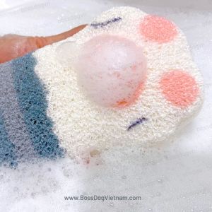 Bông tắm tạo bọt Poly chó mèo - Dụng cụ hỗ trợ tắm cho Poodle Corgi Pormv.v - Massage cho cún | BossDog