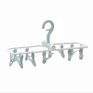 Laundry Hanger 32/12/8 Clips Windproof Foldable Baby Cloth Drying Rack Socks Underwear Bra Hanger
