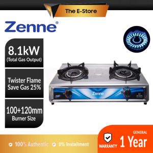 Zenne 8.1kW Twister Double Burner Stainless Steel Gas Cooker | KGS301C-SS (Gas Dapur Gas Stove 煤气灶 煤气炉 KGS301C)