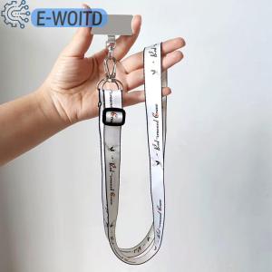 E-WOITD สายคล้องโทรศัพท์แบบยาวสายคล้องคอปรับได้สายคล้องคอสายคล้องคอป้องกันการสูญหายพร้อมคลิปปะเก็นสำหรับ iPhone Xiaomi
