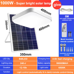 Solar Light Indoor 1000W LED Solar Light Ceiling Bedroom Lamp lampu solar lampu dalaman solar Lampu Bilik Tidur LED