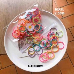 JR 100PCS - IKAT RAMBUT KARET ANAK KOREA POLOS ELASTIS / IKAT RAMBUT ANAK / KARET RAMBUT POLOS POUCH