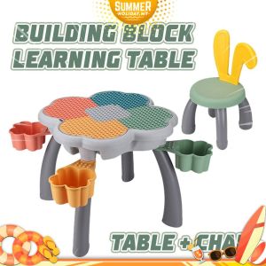 Building Blocks Learning Table with Chair Storage Particle 1 Table 1 Chair Kids Education Lelaki Perempuan
