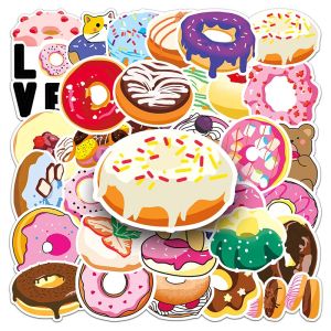 50pcs Donut Stickers DIY Water Cup Food Sticker Decoration Thermos Notebook Sweets Decals Kid Toys