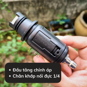 Béc súng xịt rửa xe màu đen - có sẵn khớp đực nối nhanh 14mm có khớp xoay chỉnh tia nước