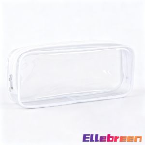 Ellebreen Transparent PVC Pouch Waterproof Clear Makeup Bag Portable Student Stationery Pencil Case for office