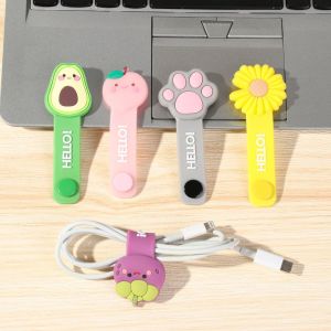 XUANYUAN Quản Lý cáp Dâu tây Phim hoạt hình Cuộn Cáp Nút Cuộn Dây Organizer Clip Trái cây Hoa Cáp Cuộn Cáp USB Lưu Trữ Tai nghe Dây Bảo Vệ Cáp Chủ Dòng dữ liệu Bảo Vệ Clip Bookmark Cáp Tổ Chức Silicone Cable Winder
