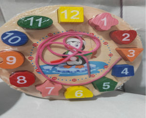 BEVAVAR Penguin Beaded Clock mainan puzzle kayu anak jam geometri wooden toys