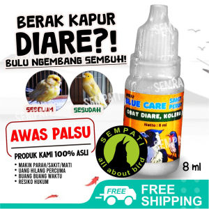 SEMPATI Blue Care Obat Burung Sakit Perut Diare Kolera Obat Burung Murai Kacer Kenari Cucak Ijo Pleci Gangguan Infeksi Pencernaan Radang Usus Berak Kapur Mencret Lesu Mulas Mules Mual Muntah Lemas