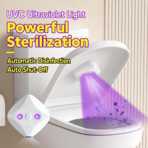 MAKERVY White Toilet Sterilization Lamp Ultra Violet Light USB Rechargeable UV Sterilization Light Compact Mini Sanitizer Lamp Travel Supplies