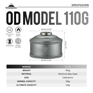 CAMPINGMOON TC-35 Refillable Empty Screw Type Butane Canister 110g Tank Premium CNC Finish Aluminum Refill with Standard Nozzle Type Canister Fuel Camping EN417 Lindal Valve Gas for Outdoor Stove Lamp Lantern Torch Camping Moon BKTC-35 YTC-35