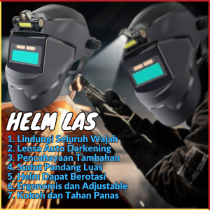 PROMO CLYNE Helm Las Otomatis Gelap Terang Auto Dimming True Color Welding Mask with Lengkap Senter LED Super Terang - CL281