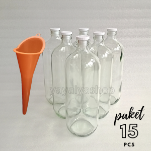 15 PCS BOTOL KACA 1 LITER 1000 Ml BOTOL BENSIN | BOTOL MINYAK | BOTOL JAMU | BOTOL MINUMAN + TUTUP