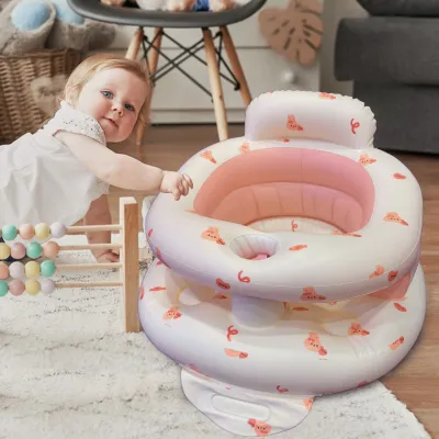 Inflatable Baby Seat for Babies 3-36 MonthsBuilt-in Air Pump Infant Support Seat for Sitting & Learning to Sit Full Surround Design Protect baby Spine Safe