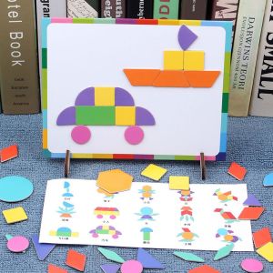 Childrens magnetic puzzle toys intelligence training tangram kindergarten Montessori early childhood education boys and girls 3-6 years old