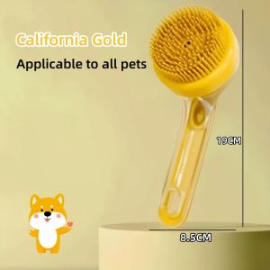 Long Handle Cat Dog Bath Massage Brush Silicone Soft Dog Shampoo Brush for Fur & Hair Cleaning