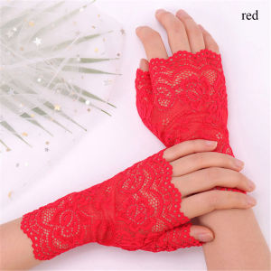 RISEDOT แฟชั่น ครึ่งนิ้ว เต้นรำ ถุงมือลูกไม้ ถุงมือไร้นิ้ว ถุงมือขับรถ ถุงมือสั้น