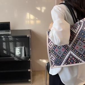 Large Capacity Commuter Bag Women 2023 New Fashion Single Shoulder Tote Bag Ethnic Style Student Handbag Class Bag Trendy [ Free Shipping ]