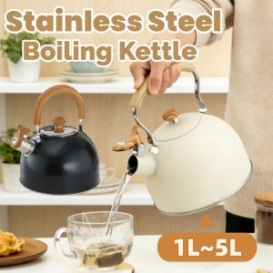 1L-5L Whistling Boiling Pot Stainless Steel Kettle with Wooden Handle Kitchen Tea Pot Stove Kettles