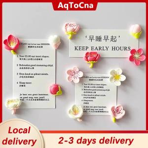 [COD] AqToCna Ship within 24 hours 12pcs Creative Whiteboard Cartoon Magnetic Sticker Fridge Magnet Pink Flower Resin Decorative Refrigerator Magnets