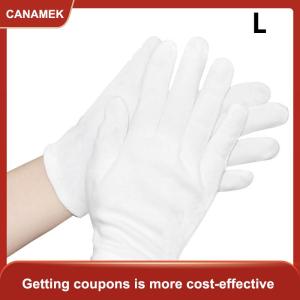 【CANAMEK】 1 cặp mới đầy đủ ngón tay người đàn ông phụ nữ Nghi Thức trắng bông găng tay người phục vụ Trình điều khiển đồ trang sức công nhân găng tay hấp thụ mồ hôi găng tay
