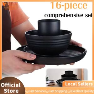 Unbreakable Wheat Straw Cutlery Set 16 Pieces Eco-Friendly Durable Dinnerware for Kitchen and Outdoor Use