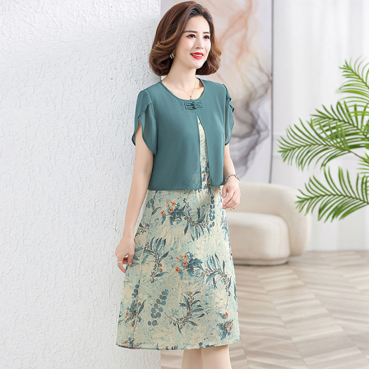 👗👗 Middle-Aged Mom's Summer Dress Fashionable 2023 New Middle