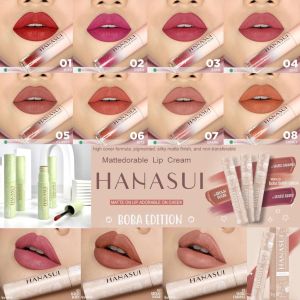 READY STOCK MALAYSIA Hanasui Mattedorable Lip Cream Boba Matcha Edition Original Cheek Tint Nude Cheap Murah Halal