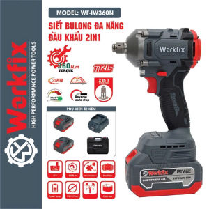 Máy siết bulong pin WORKFIX WF-IW360N Động Cơ Lõi Đồng Lực SIết 360N Đầu Khẩu 1/2 Siêu Tiện Lợi
