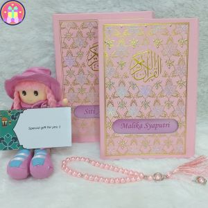 Al-Quran Custom Nama Eksklusif Emboss Hologram Pattern Maroko Persia Free Tasbih Premium/ Free Custom Nama Cover / Alquran Hadiah Hampers