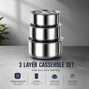 5PCS Stainless Steel Stock Pot Set Cookware Food storage  High Quality  lightweight super affordable price!