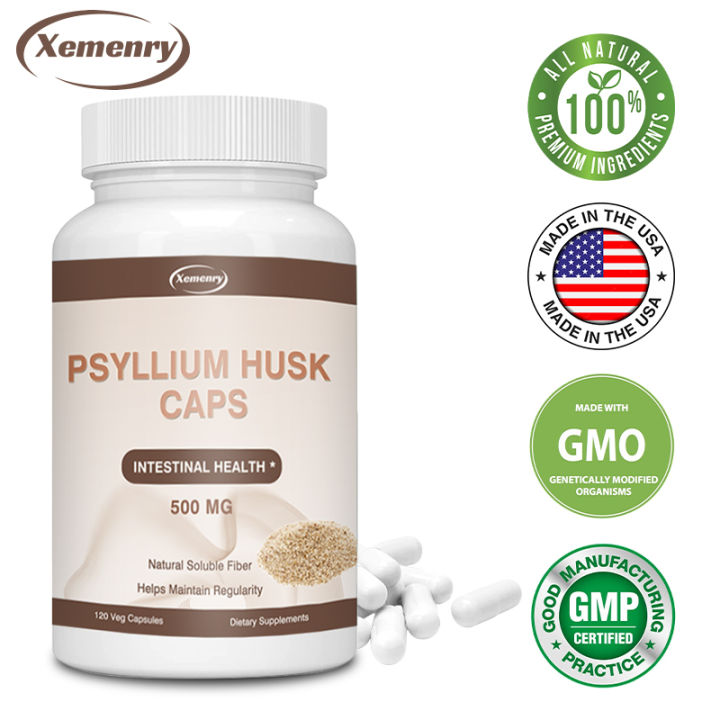 Xemenry Psyllium Husk Capsules | 500 mg | Non-GMO | Natural soluble ...