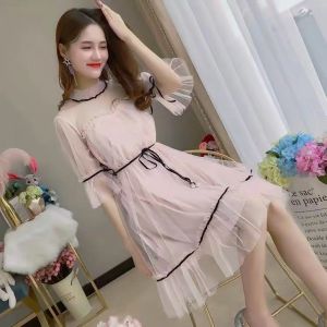 (COD) womens sweet little fresh waist fairy mesh dress