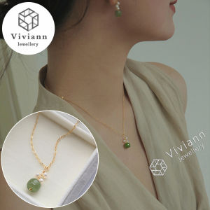 Viviann Original Hetian Jade Necklace Light Luxury Temperament ins Fashion Clavicle Chain women Pearl Beads Choker Clavicle Chain Necklace For Women Wedding Jewelry Pendant Gift